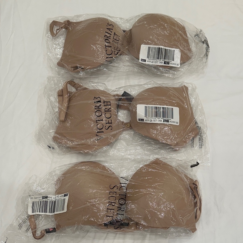 3 Brand New Victoria's Secret So Obsessed Add-1 1/2-Cups Push-Up Bra 34B